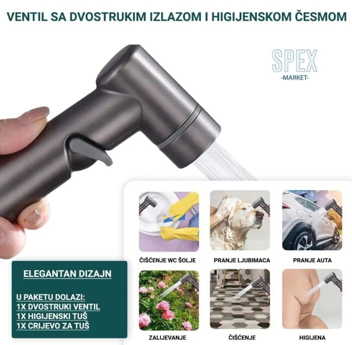 Ventil sa dvostrukim izlazom i higijenskim tušem