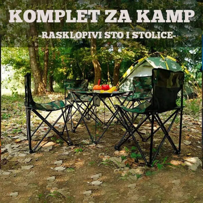 Set za kampovanje – 4 sklopive stolice i sto