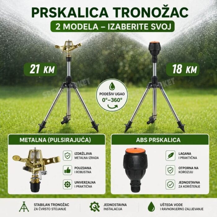 Tronožac prskalica sa obije glave naslovna (1) Prskalica tronožac za vrt - Image 1