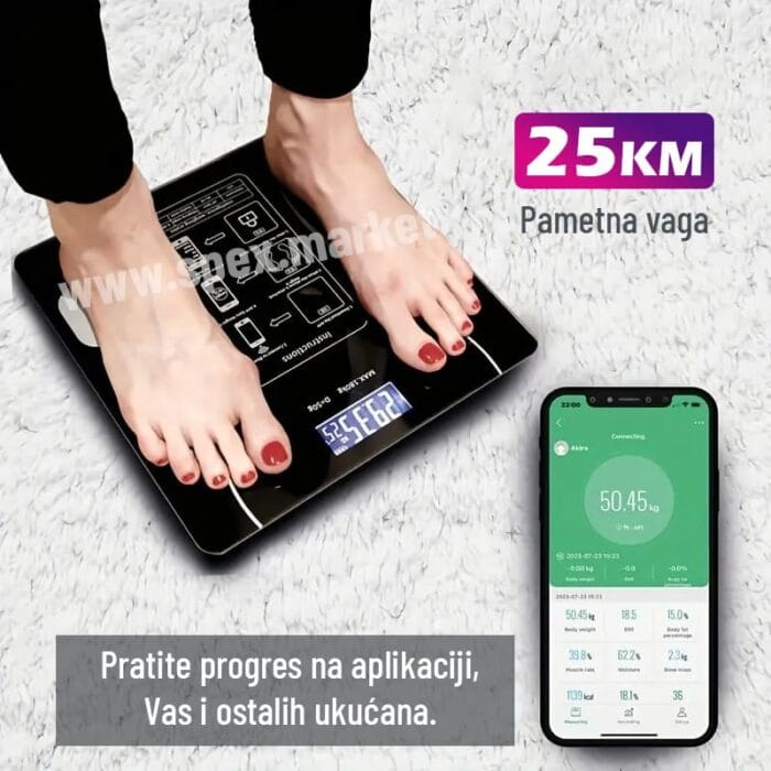 Pametna vaga za mjerenje tjelesne mase sa indeksom tjelesne mase - Image 1