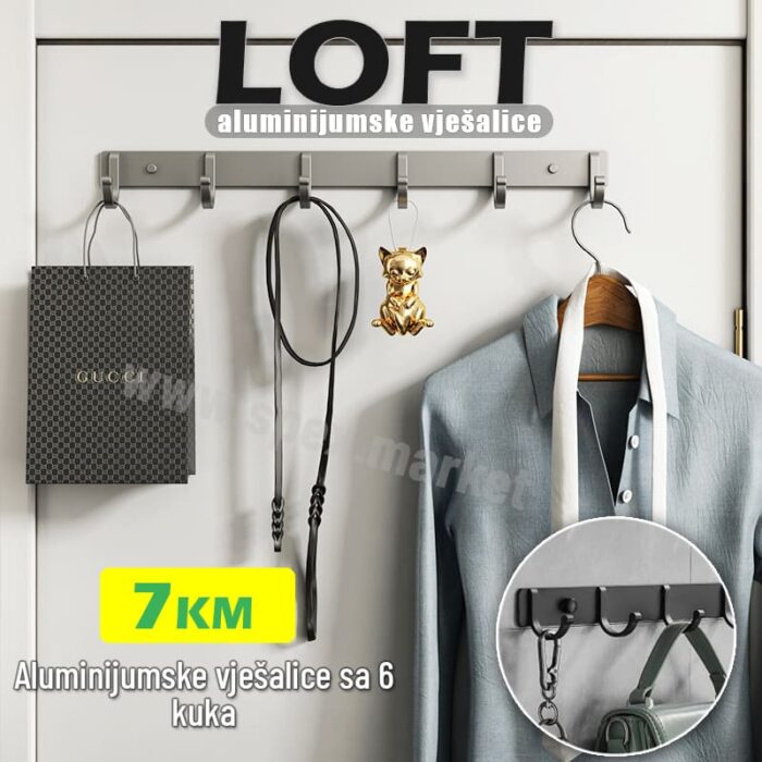 LOFT aluminijumske vješalice sa 6 kukica - Image 1