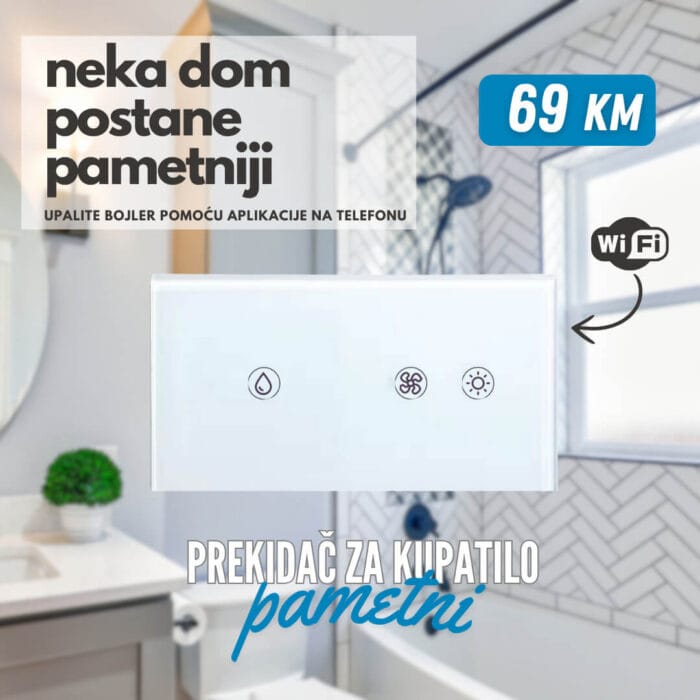 Smart WiFi Prekidač za kupatilo (bojler + ventilator + svjetlo) - Image 1