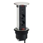 Izvlačna ugradna utičnica za sto - 15W Wireless punjač, 2x Schuko, USB + TypeC - Image 2