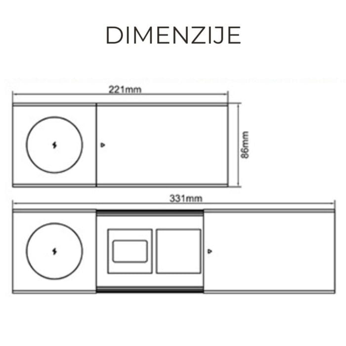 Ugradna stona utičnica sa wireless punjačem - 15W Wireless punjač, 1x Schuko, 1x USB + Type C - Image 3
