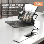 Ugradna stona utičnica sa wireless punjačem - 15W Wireless punjač, 1x Schuko, 1x USB + Type C