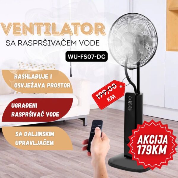 Ventilator sa raspršivačem vode i daljinskim WU-FS07-DC