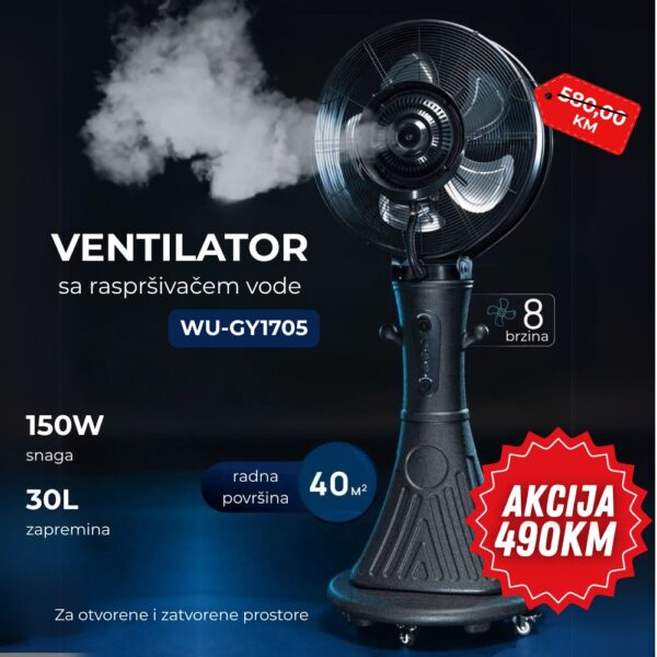 Ventilator sa raspršivačem vode i daljinskim upravljačem WU-GY1705