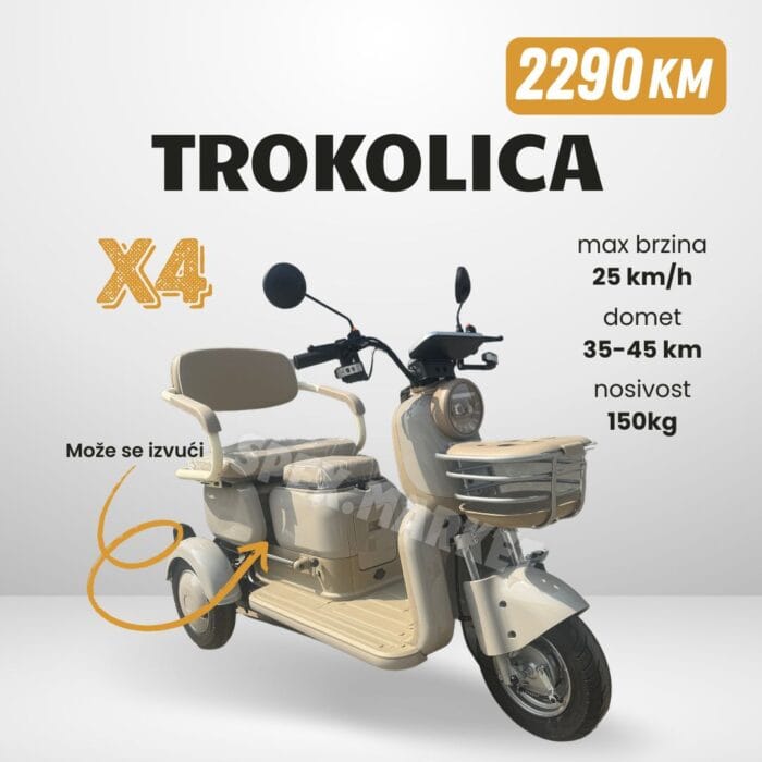 Električna trokolica X4 električni skuter sa tri točka tricikl