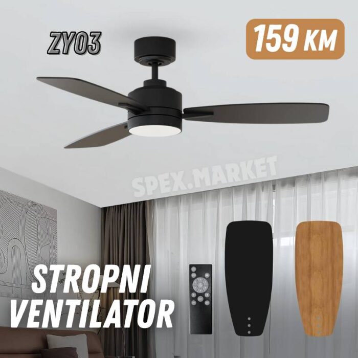 Stropni ventilator sa svjetlom i daljinskim upravljačem ZY03 - Image 1