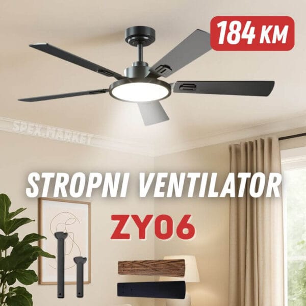 Stropni ventilator sa svjetlom i daljinskim upravljačem ZY06