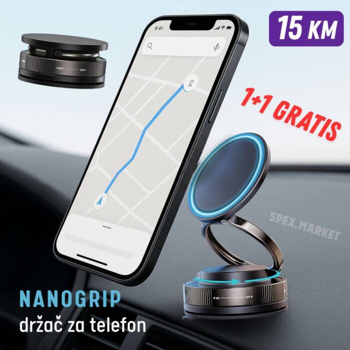 Nanogrip držač za telefon naslovna Nanogrip vakumsko-magnetni držač za telefon (360°) - 1+1 gratis - Image 1