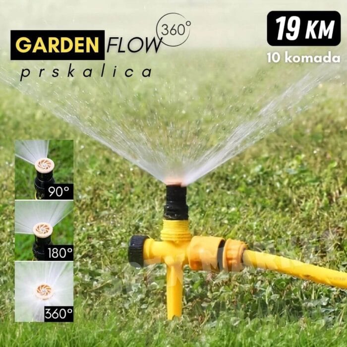 Garden Flow 360 prskalica naslovna Podesiva kružna prskalica 360 stepeni - GardenFlow 360 - 10 komada - Image 1