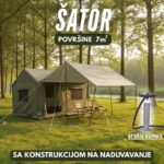 prostrani šator za kampovanje sa tendom idealan za više osoba. 5 ili više osoba