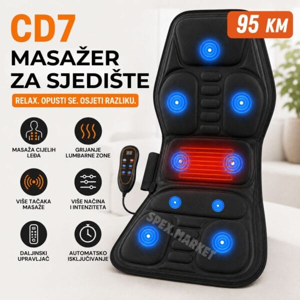Grijač i masažer leđa CD7 za auto, fotelju, stolicu