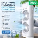 Stoni ventilator sa dvije glave i raspršivačem vode